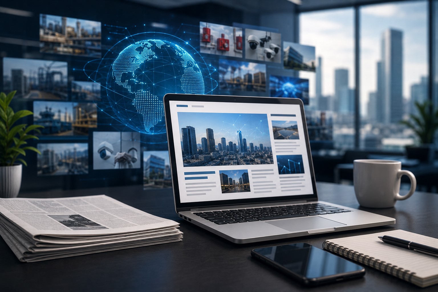Modern glass building representing corporate news and insights